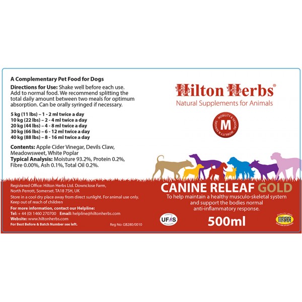 Canine Releaf Gold - whole label